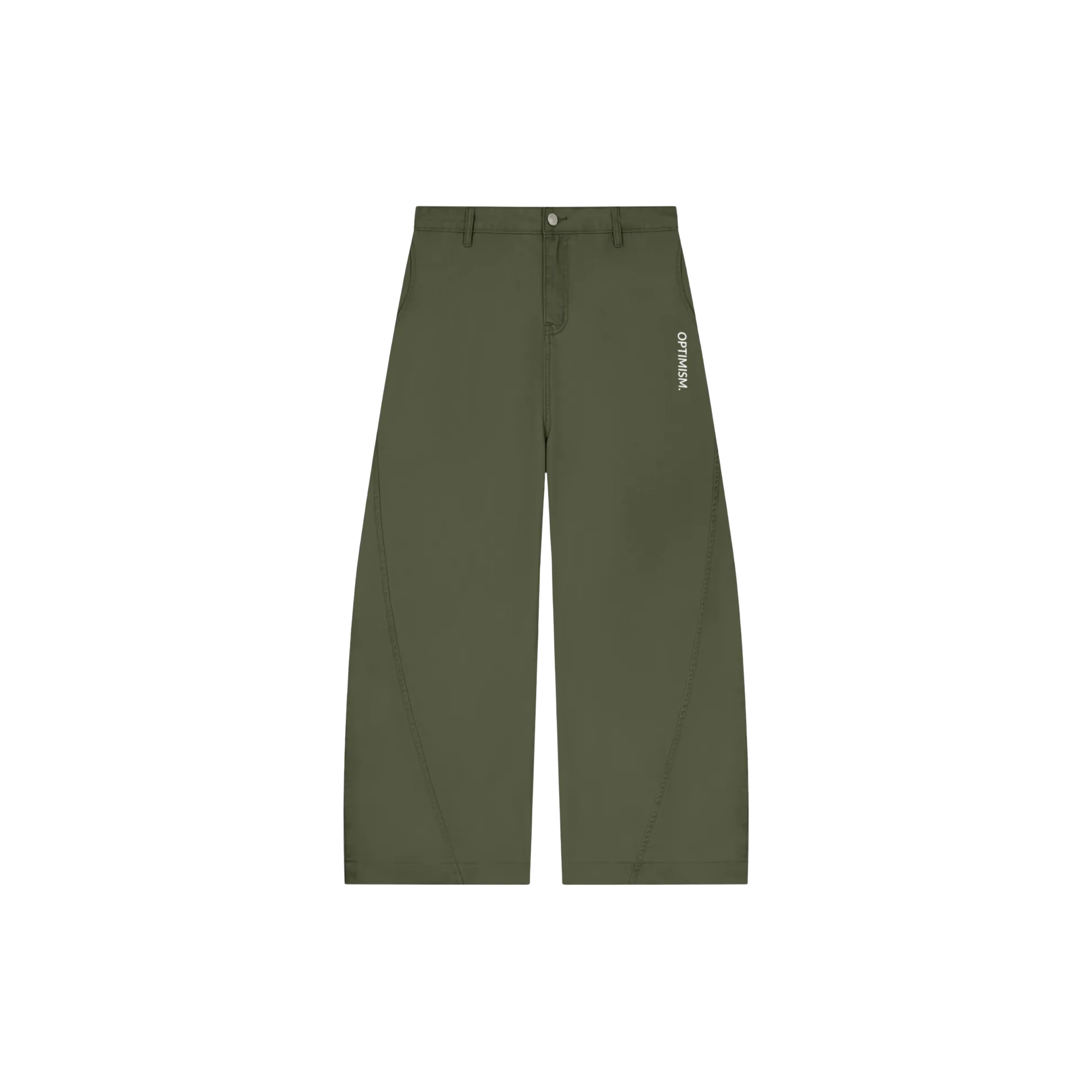 Curved-Seam Wide Trouser — Olive